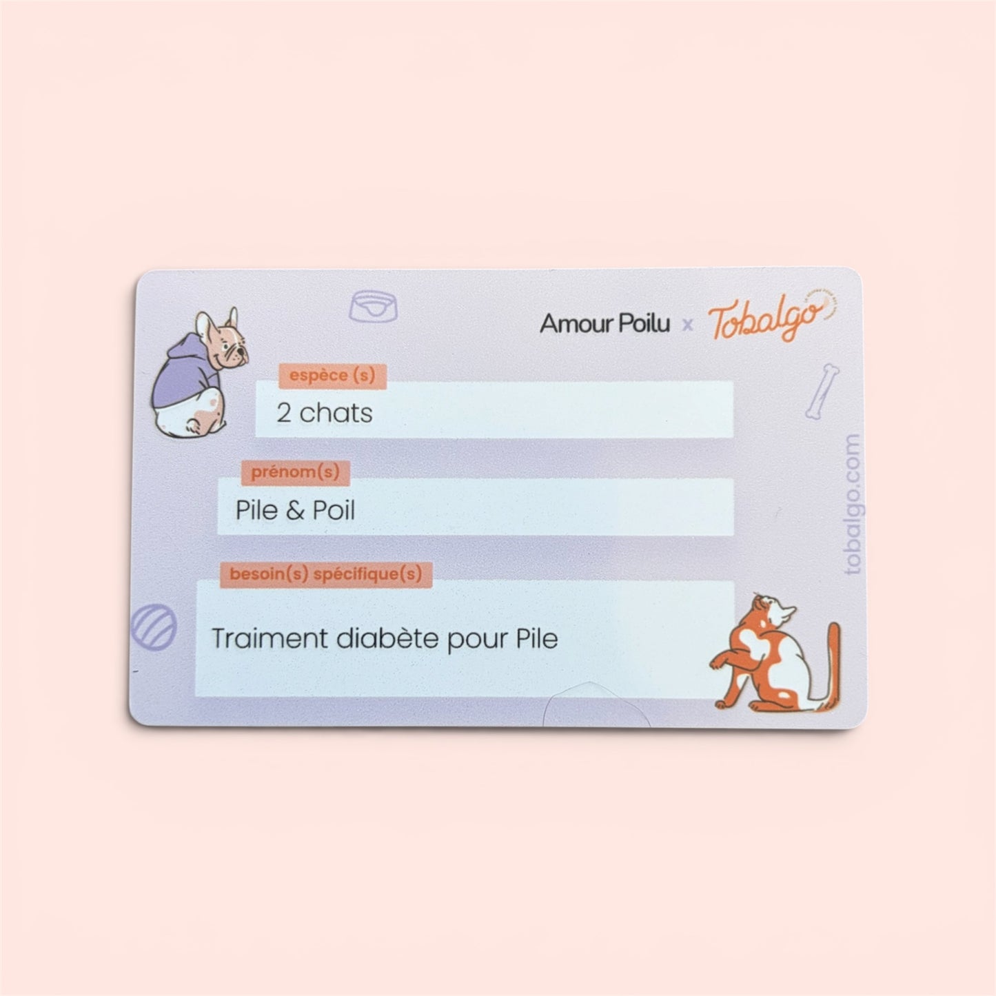Carte d'urgence animaux de compagnie — à glisser dans votre portefeuille