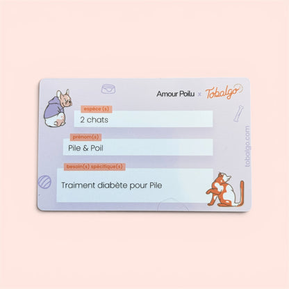 Carte d'urgence animaux de compagnie — à glisser dans votre portefeuille