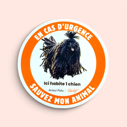 Sticker de porte urgence animaux — photo personnalisée possible
