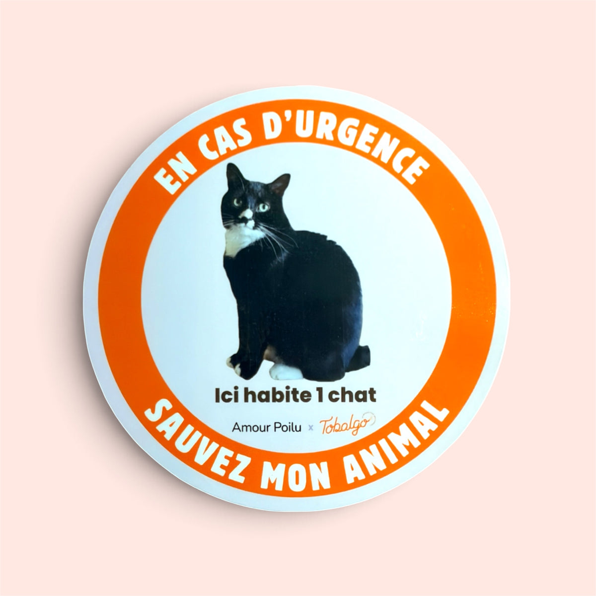 Sticker de porte urgence animaux — photo personnalisée possible