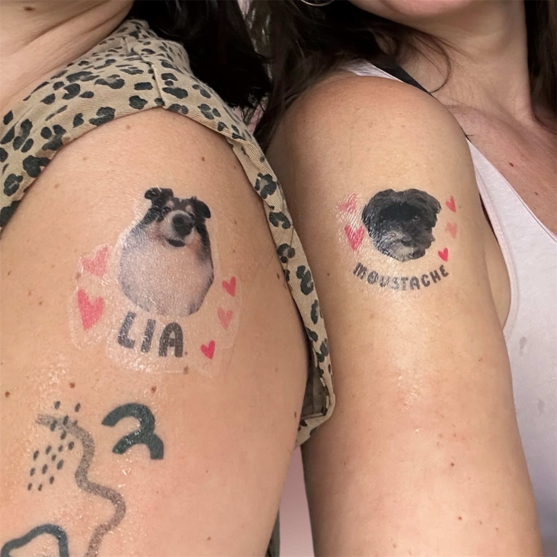 Tatouage éphémère personnalisé avec photo de chien ou chat, fabriqué à Lyon, sur bras